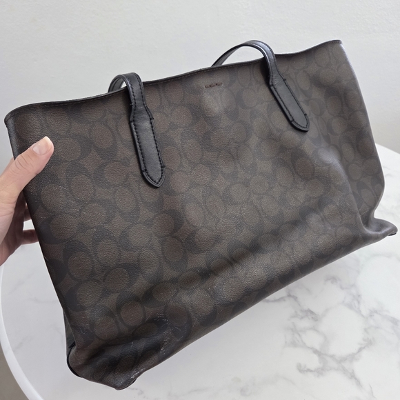 Coach Signature Tote Bag Brown and Black - Picture 8 of 16